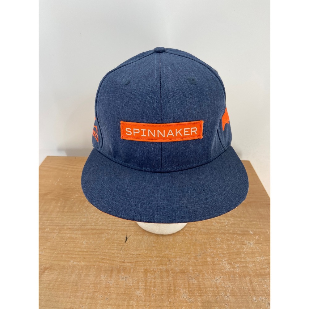 Spinnaker Dolphin Project Navy Blue Orange Flat Brim Snapback Hat New RPET Cap